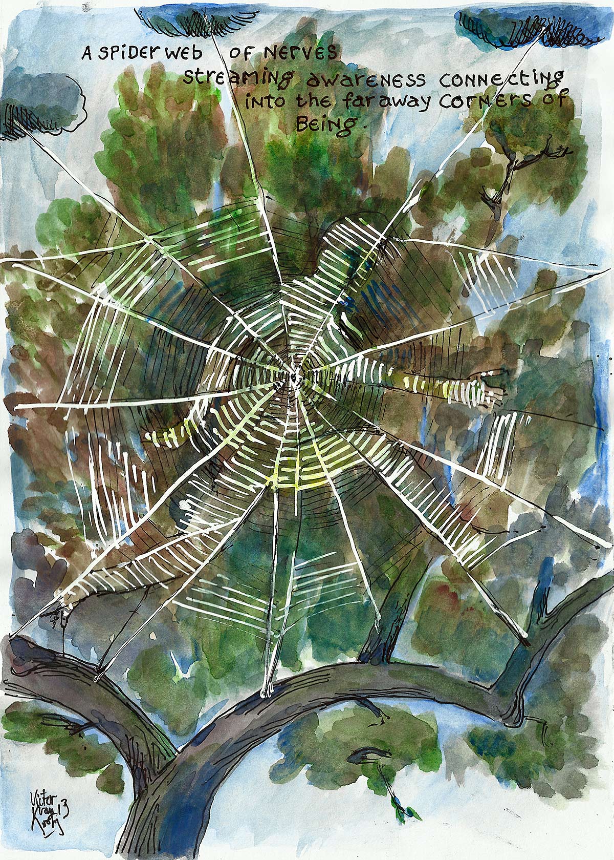 A spiderweb of nerves streaming awareness connecting into the faraway corners of being.